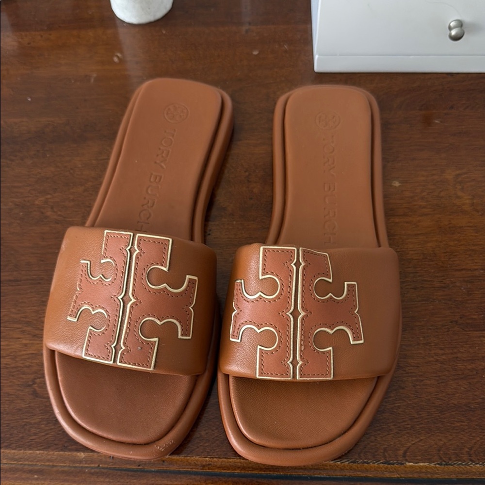 Tory Burch Brown Slide Sandals